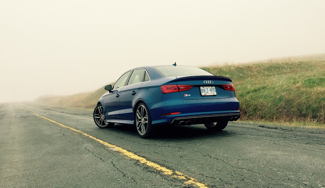 2015 Audi S3 blue rear three quarter