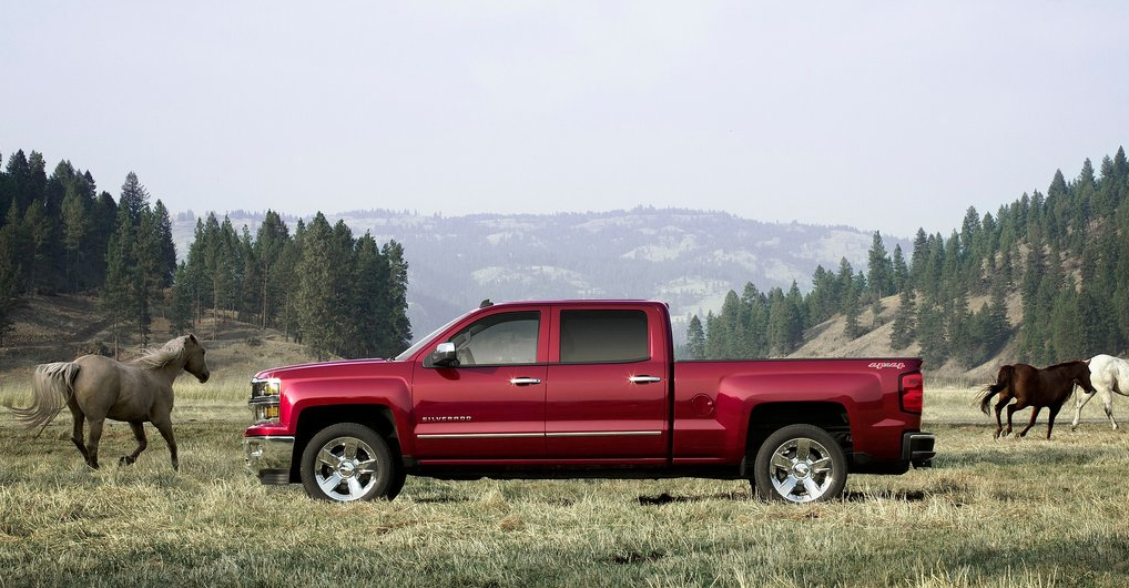 2014 Chevrolet Silverado crew cab red horses