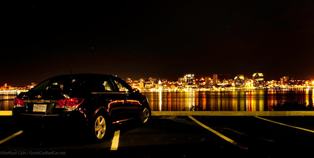 2014 Chevrolet Cruze Diesel rear view Halifax skyline night