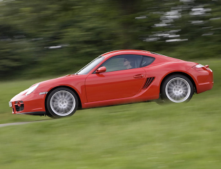 2007 Porsche Cayman side angle red