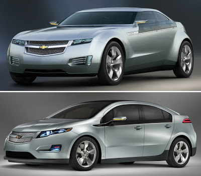 Chevrolet Volt Production Version vs Concept