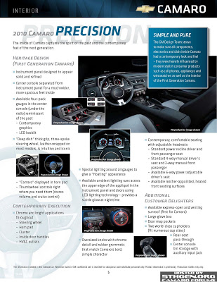 2010 Camaro Salesperson Brochure Guide