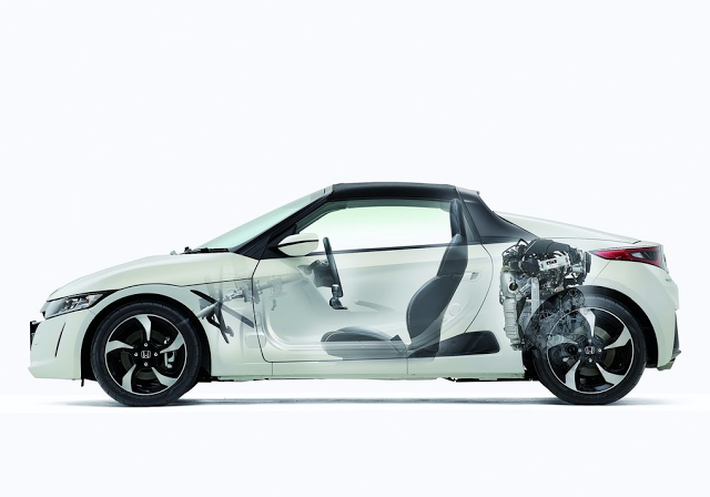 2015 Honda S660 white cutaway.